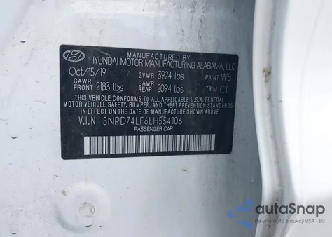 2020 Hyundai Elantra Se from USA, damaged, VIN 5NPD74LF6LH554106